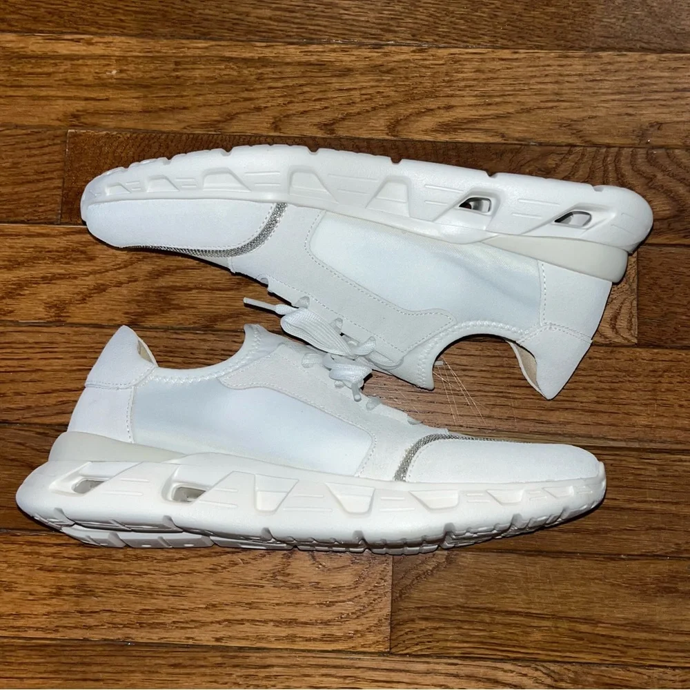 Vaneli Alyce Lace Up Athleisure Sneaker Ice White Suede & Mesh Women’s Size 8 - Picture 4 of 10